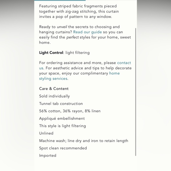 Anthropologie Pieced Stripe Cotton Blend Woven Curtains, Set of 2, NWT - Picture 4 of 14